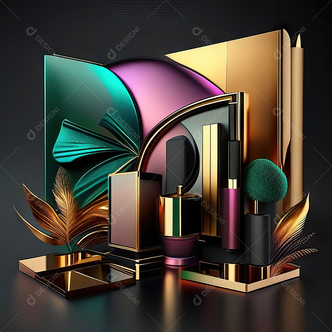 Paletas de maquiagem produto moda renderização 3d