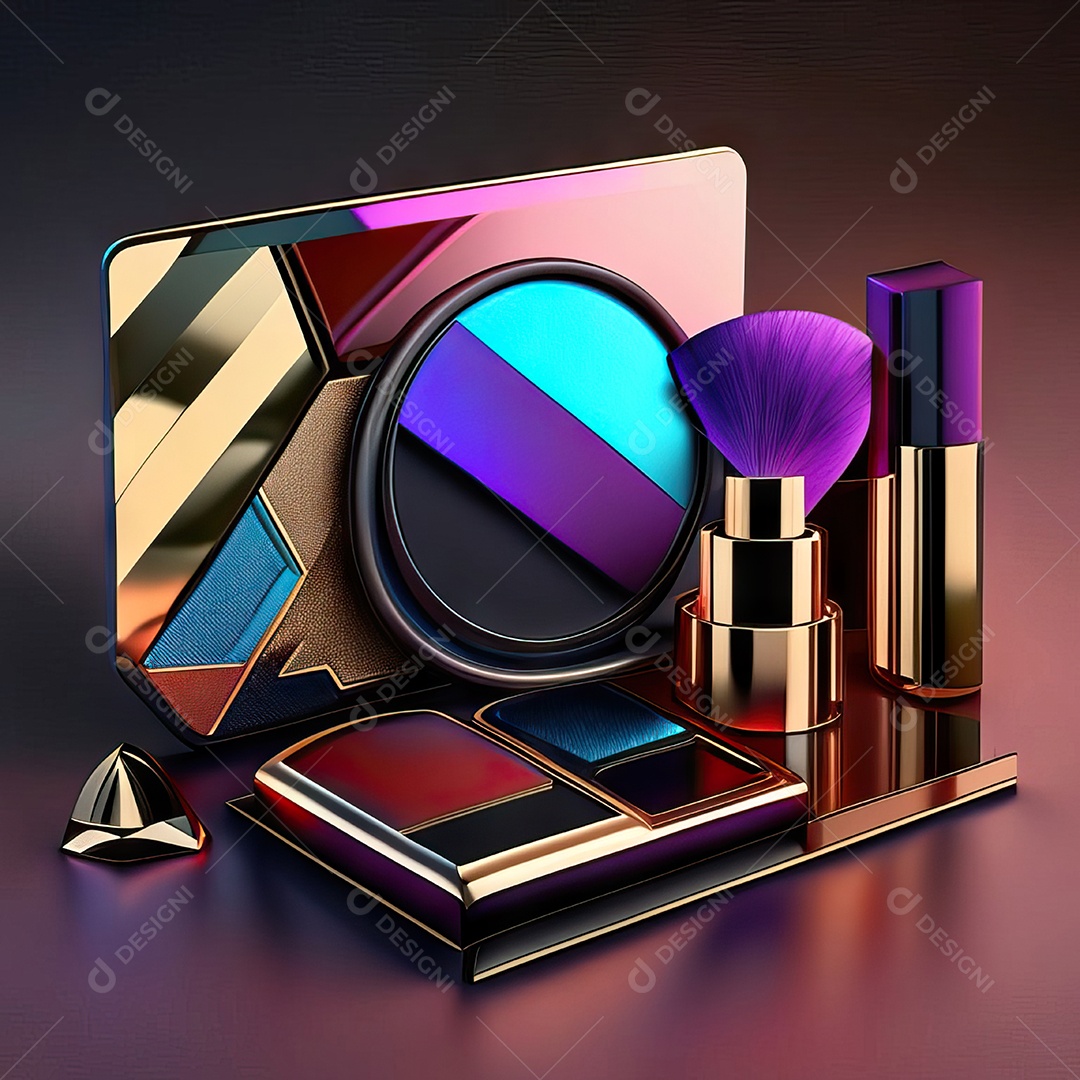 Paletas de maquiagem produto moda renderização 3d