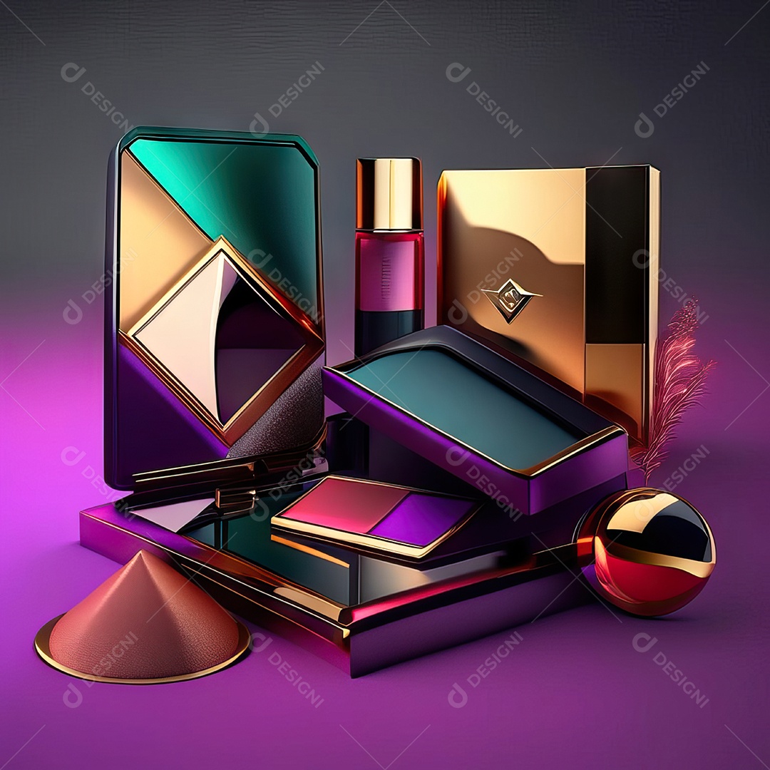 Paletas de maquiagem produto moda renderização 3d