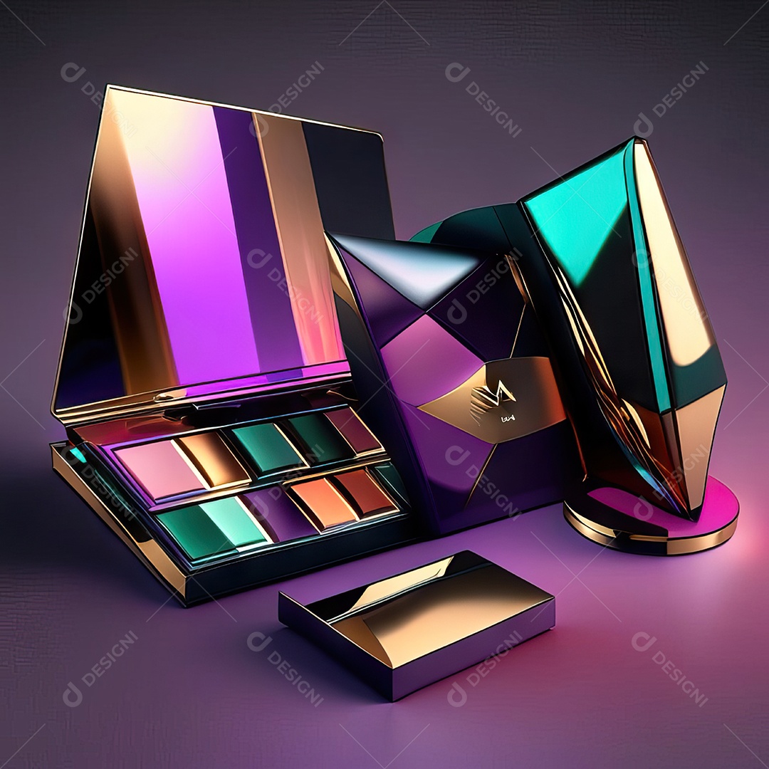 Paletas de maquiagem produto moda renderização 3d