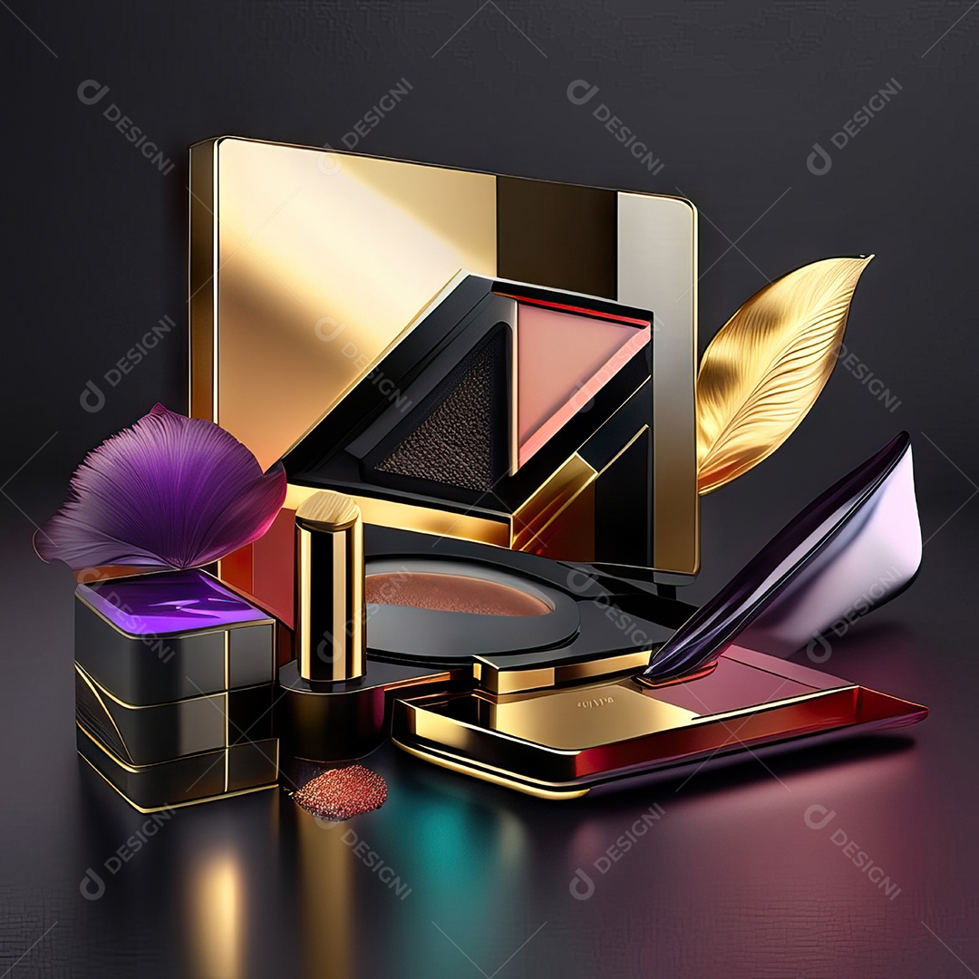 Paletas de maquiagem produto moda renderização 3d