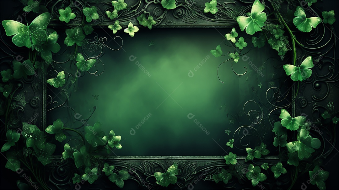 Dia de São Patrício moldura com flores verdes