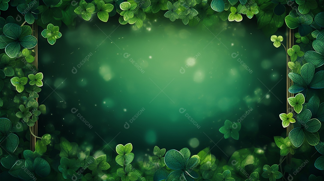 Dia de São Patrício moldura com flores verdes