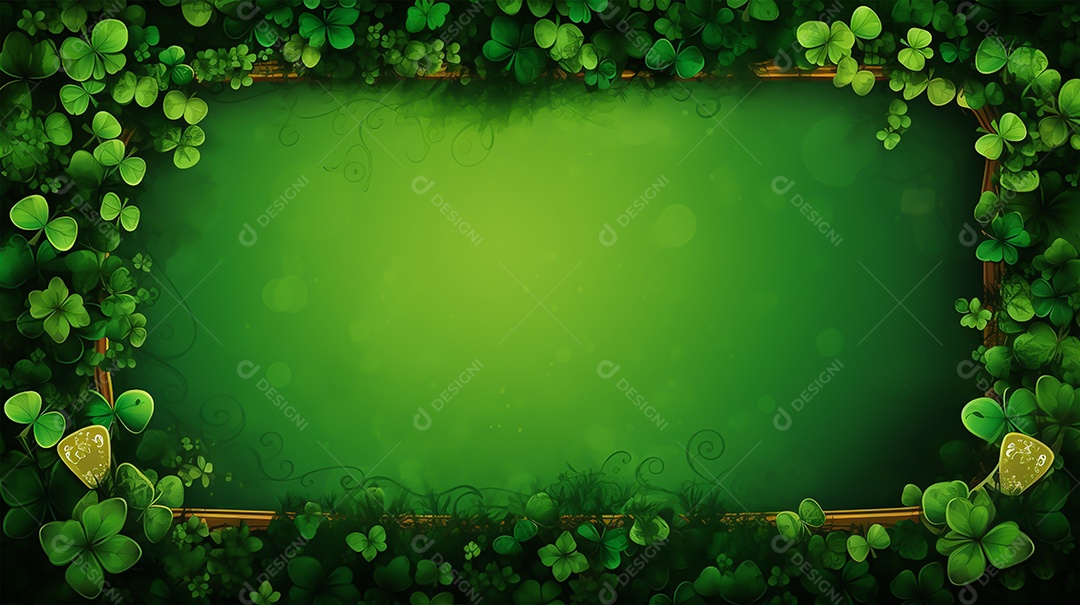 Dia de São Patrício moldura com flores verdes