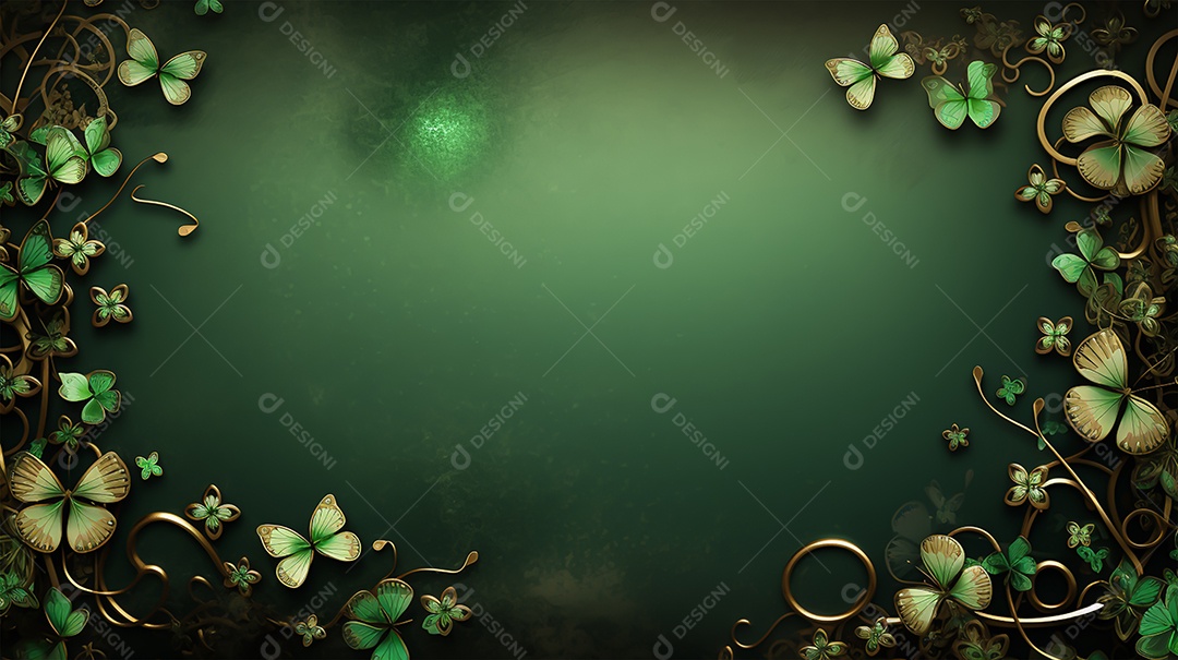 Dia de São Patrício moldura com flores verdes