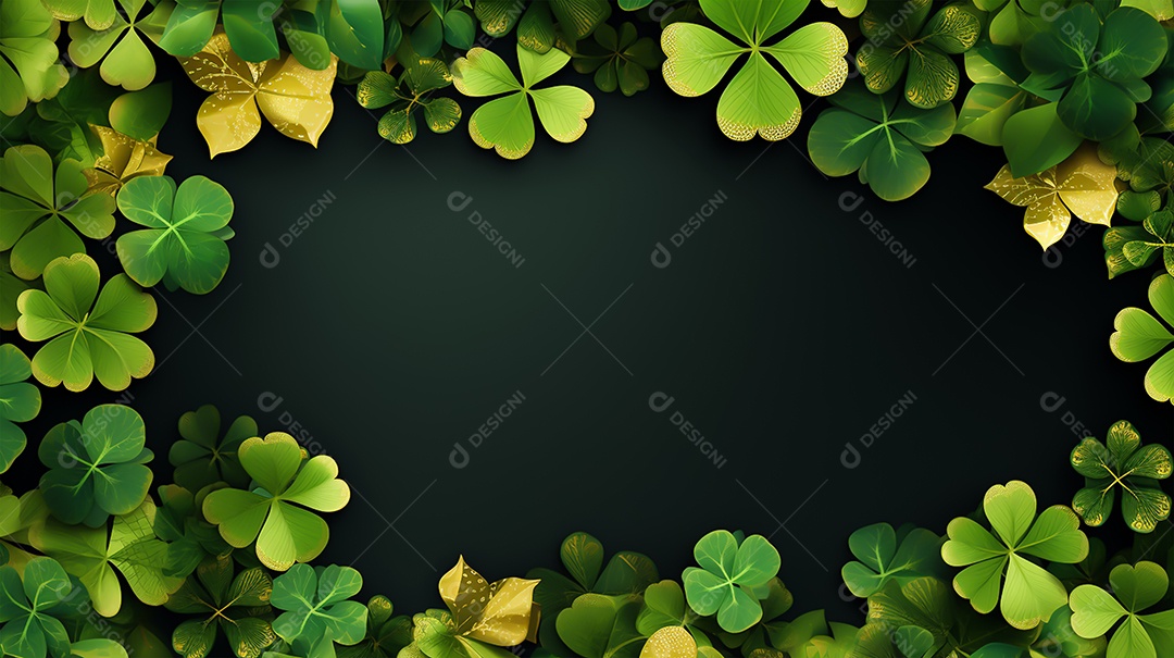 Dia de São Patrício moldura com flores verdes