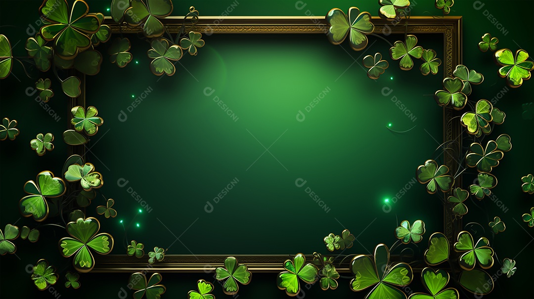 Dia de São Patrício moldura com flores verdes