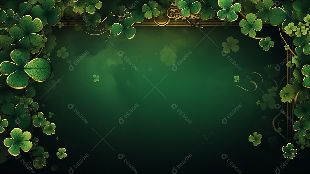 Dia de São Patrício moldura com flores verdes