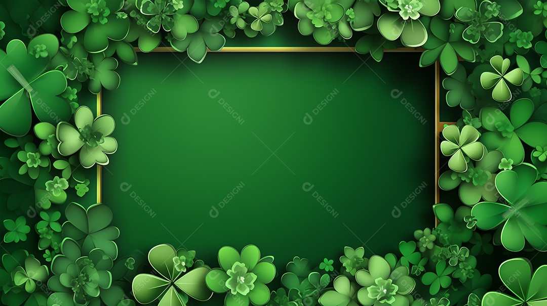 Dia de São Patrício moldura com flores verdes