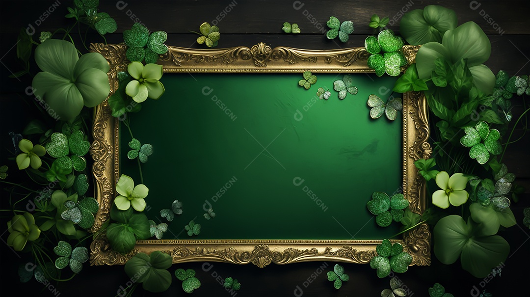 Dia de São Patrício moldura com flores verdes