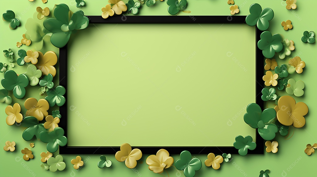 Dia de São Patrício moldura com flores verdes