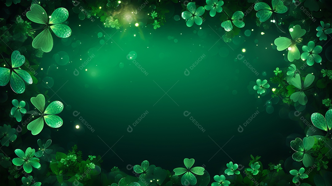 Dia de São Patrício moldura com flores verdes