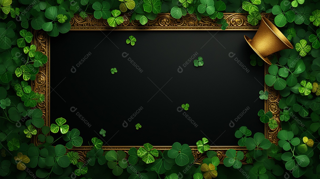Dia de São Patrício moldura com flores verdes