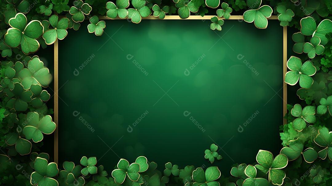 Dia de São Patrício moldura com flores verdes