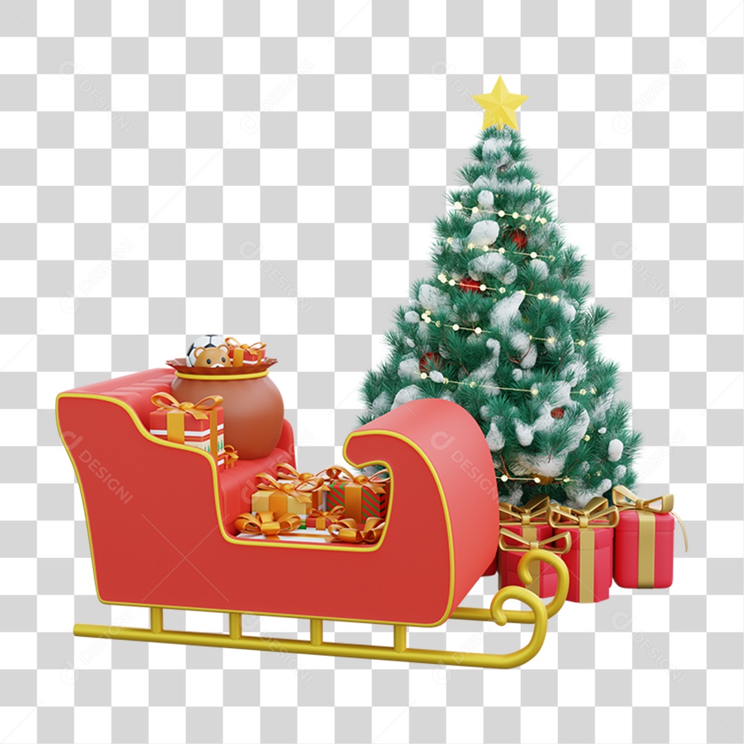 Elemento 3D Árvore de Natal Feliz Natal PNG Transparente