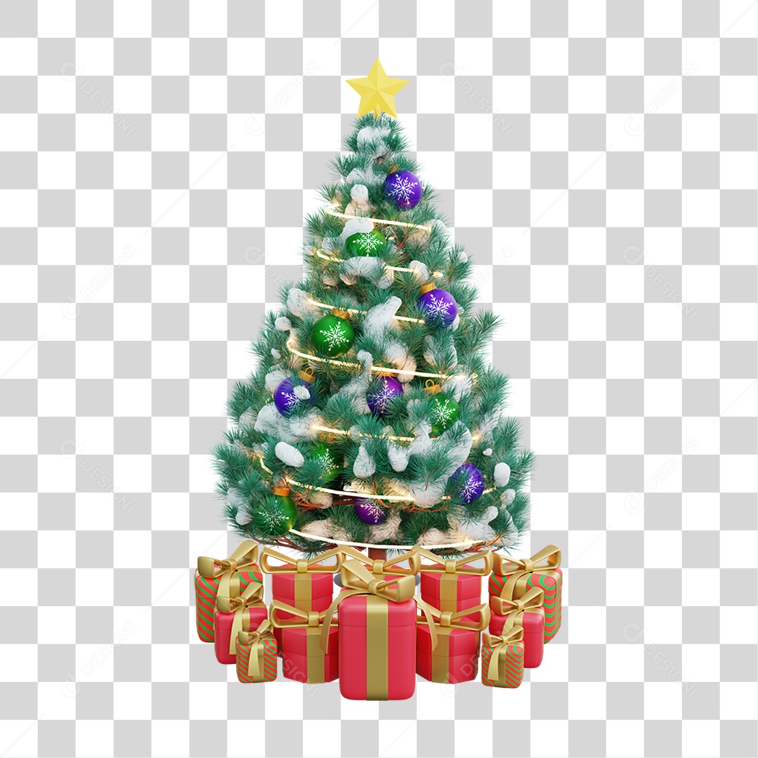 Elemento 3D Árvore de Natal Feliz Natal PNG Transparente