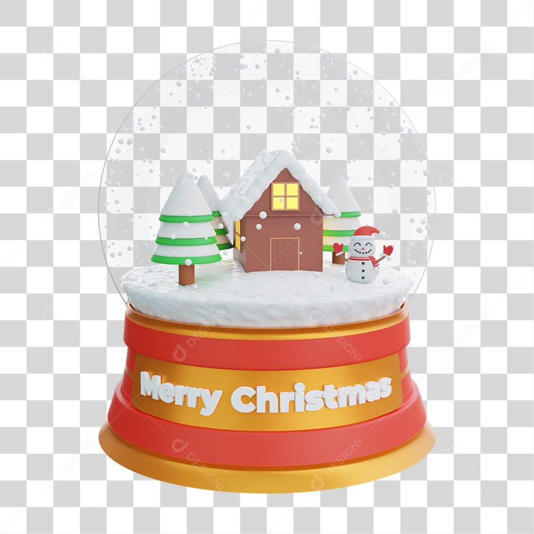Elemento 3D Globo de Neve Natal PNG Transparente