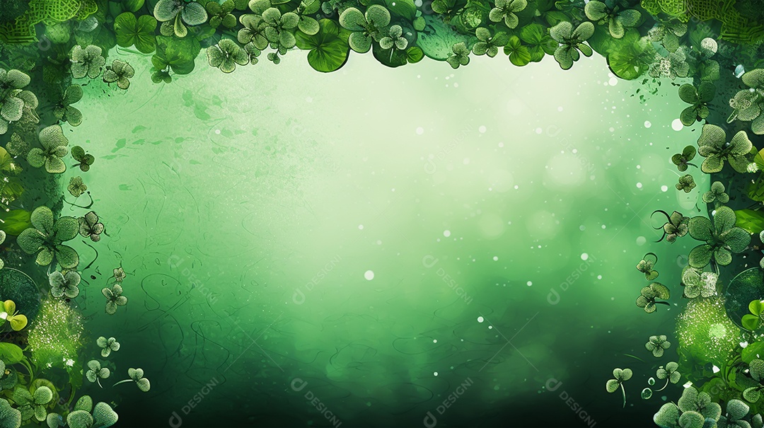 Dia de São Patrício moldura com flores verdes