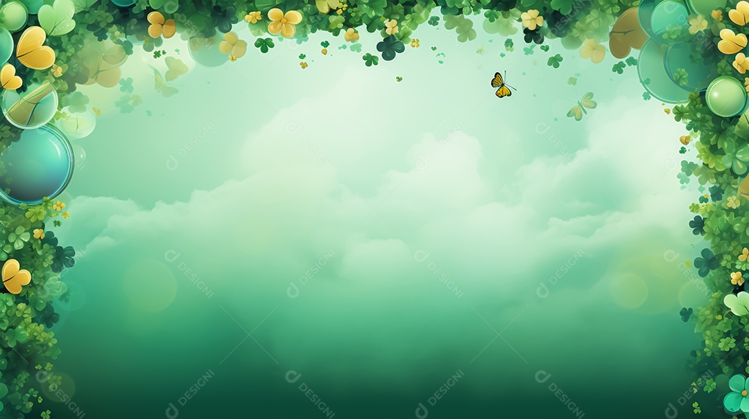 Dia de São Patrício moldura com flores verdes