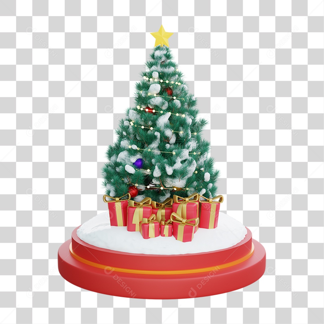 Elemento 3D Árvore de Natal Feliz Natal PNG Transparente