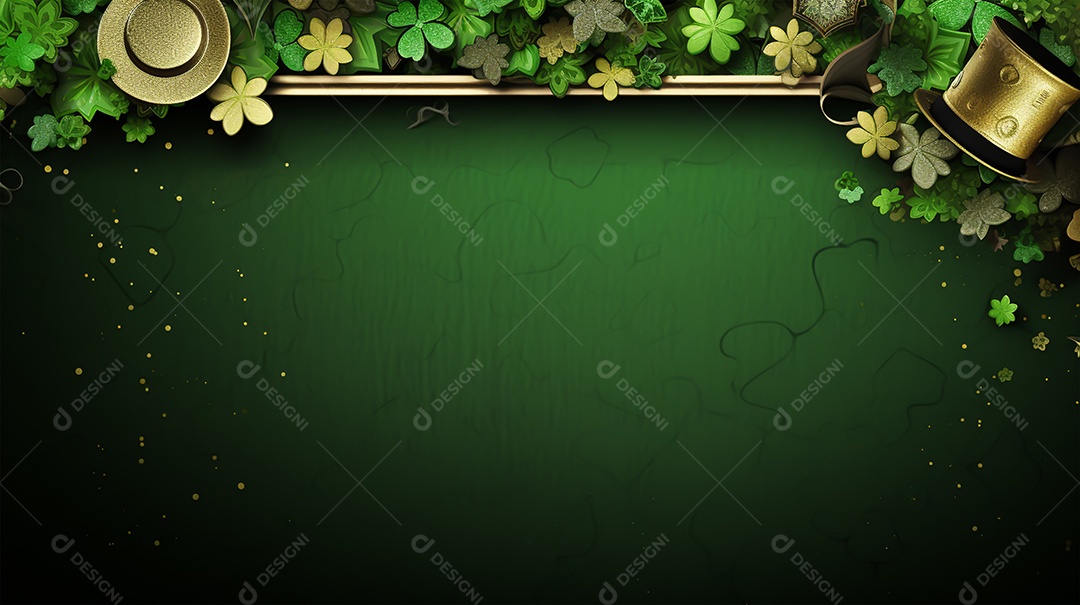 Dia de São Patrício moldura com flores verdes