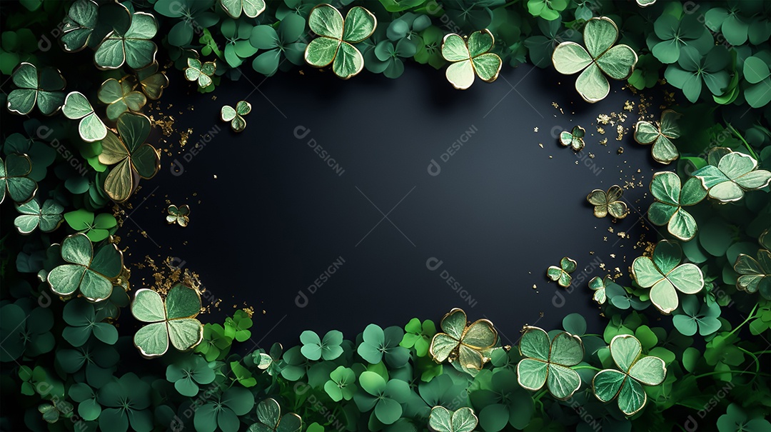 Dia de São Patrício moldura com flores verdes