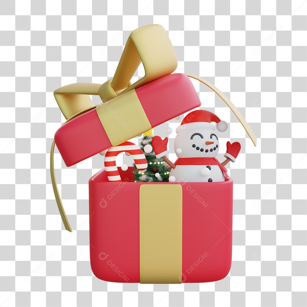 Elemento 3D Caixa de Presente Natal Feliz Natal PNG Transparente