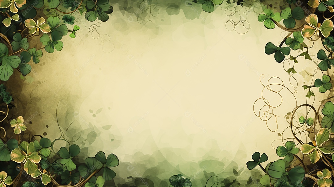 Dia de São Patrício moldura com flores verdes