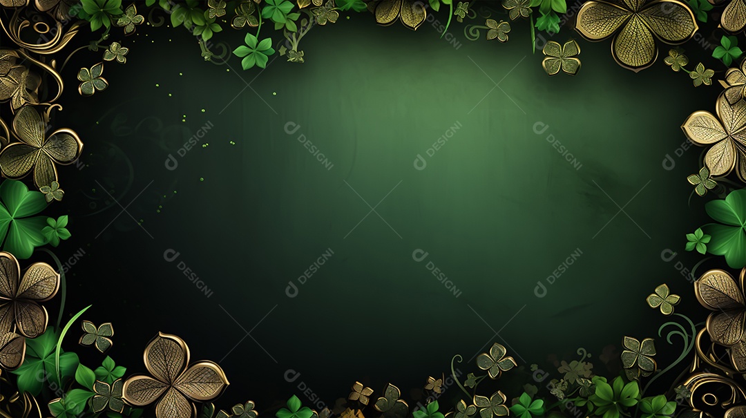 Dia de São Patrício moldura com flores verdes