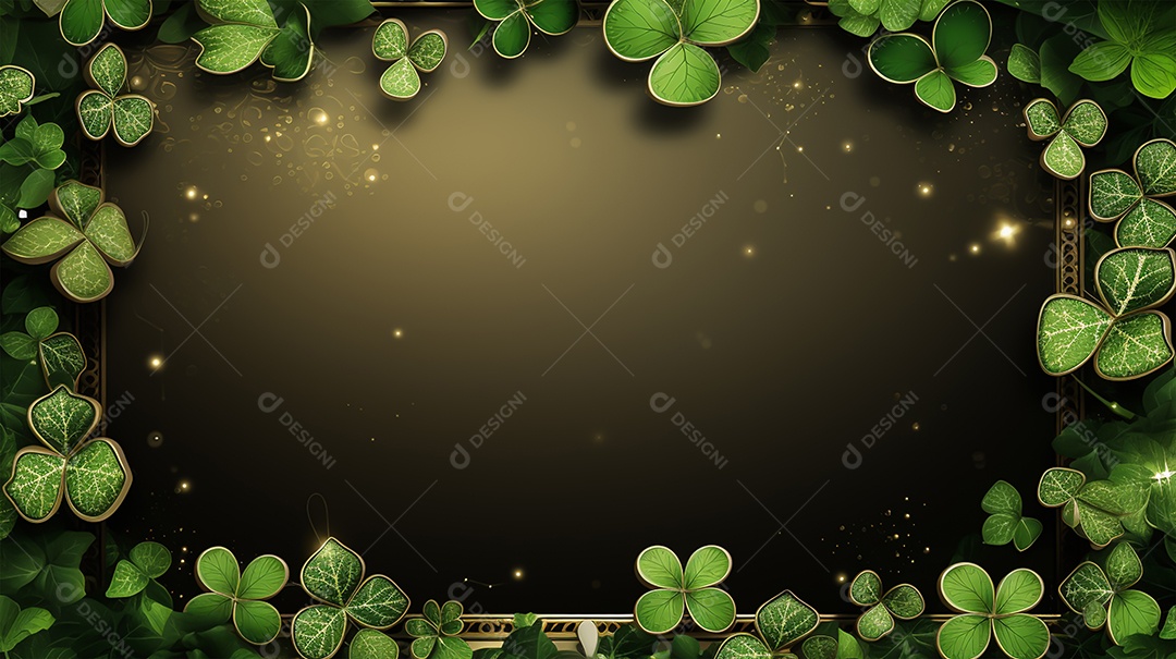 Dia de São Patrício moldura com flores verdes