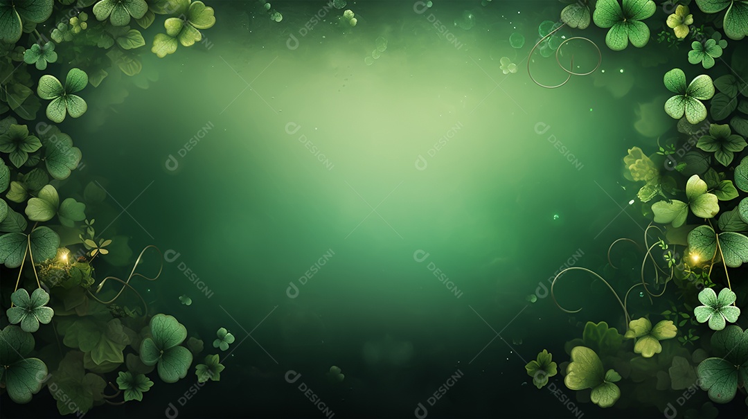 Dia de São Patrício moldura com flores verdes