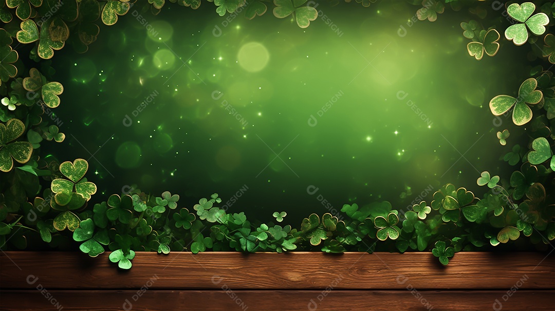 Dia de São Patrício moldura com flores verdes