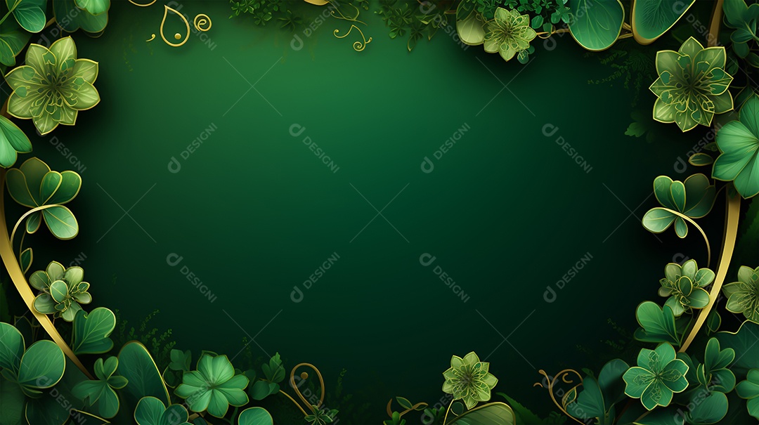 Dia de São Patrício moldura com flores verdes