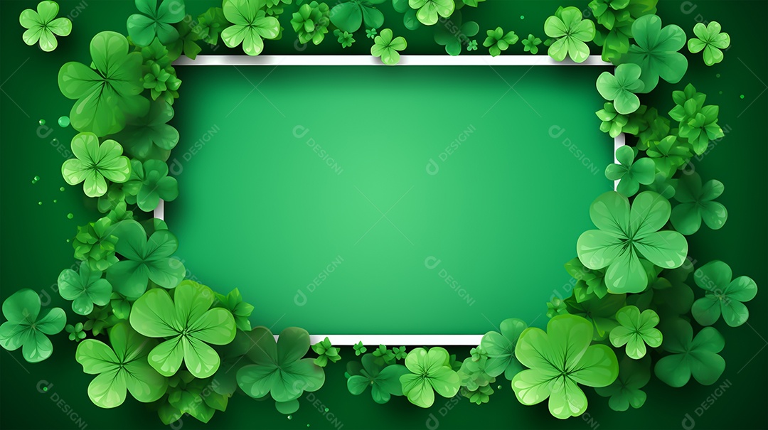 Dia de São Patrício moldura com flores verdes