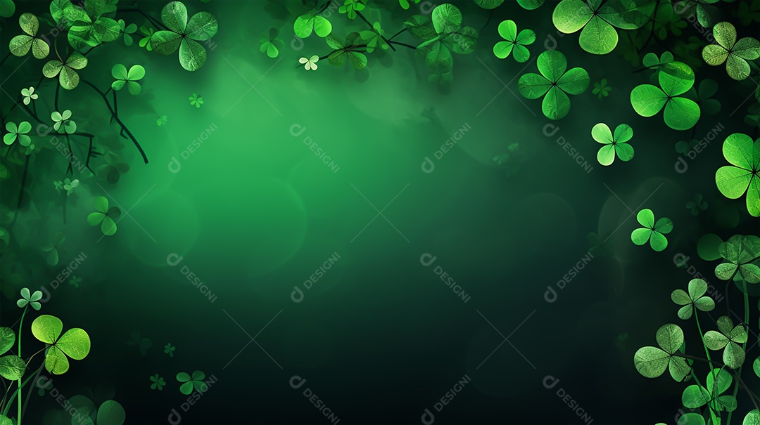 Dia de São Patrício moldura com flores verdes