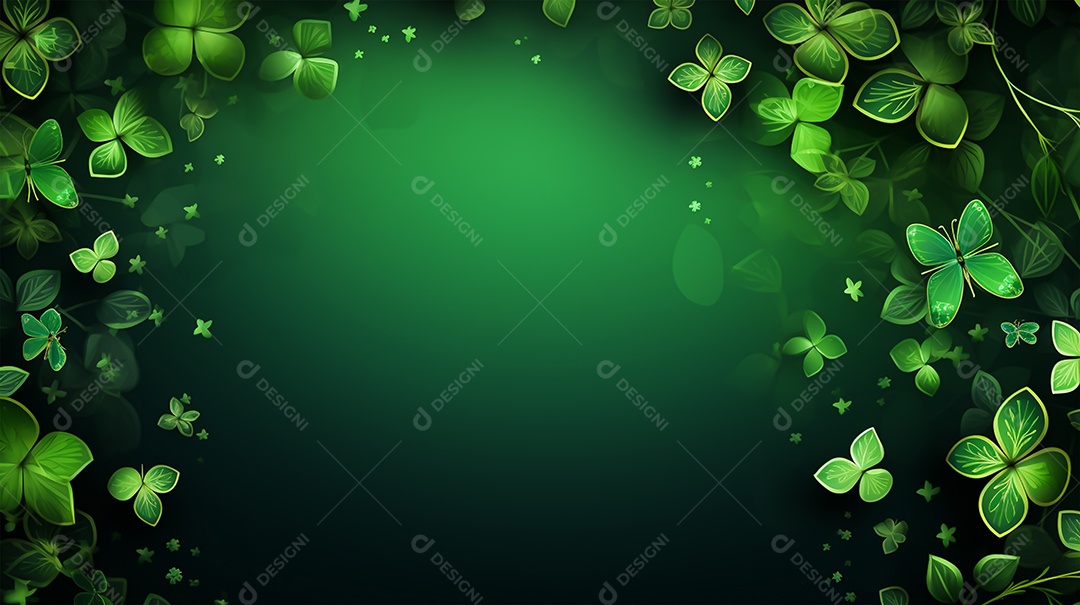 Dia de São Patrício moldura com flores verdes