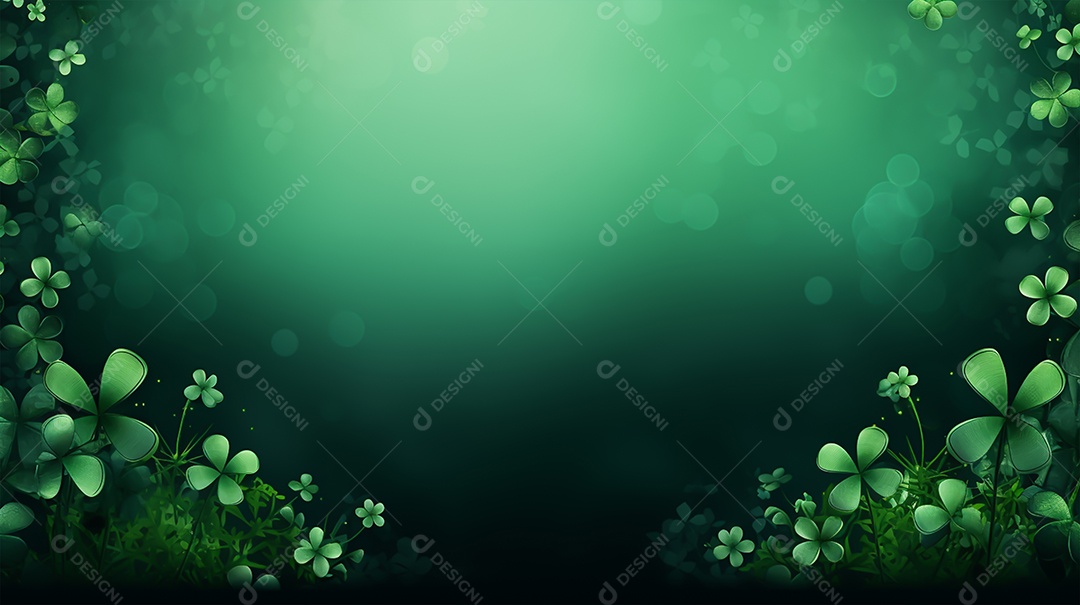 Dia de São Patrício moldura com flores verdes