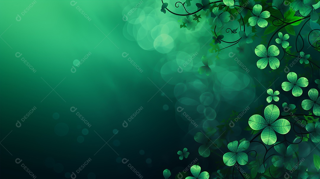 Dia de São Patrício moldura com flores verdes