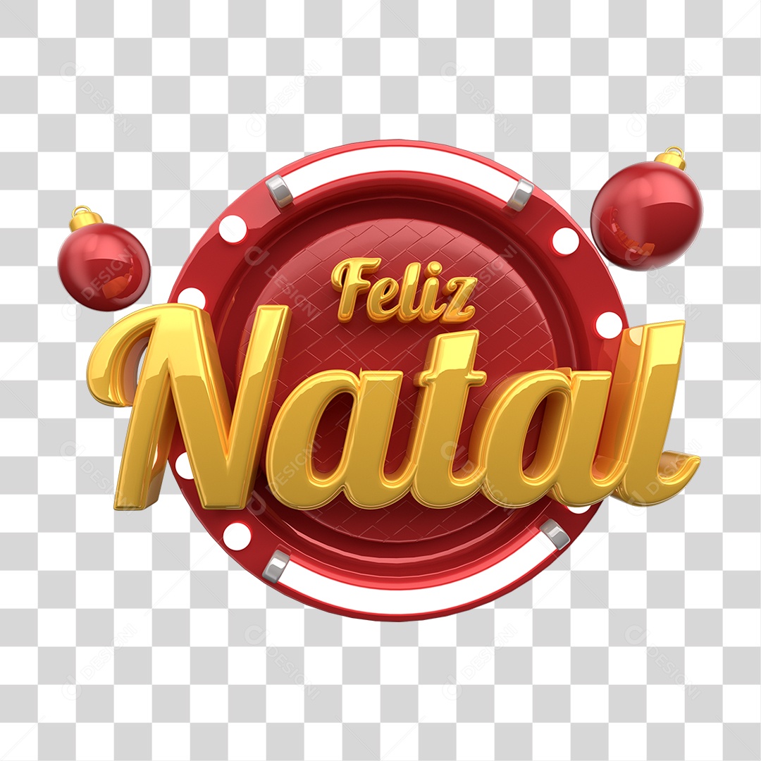 Selo 3D Feliz Natal Para Composição PNG Transparente