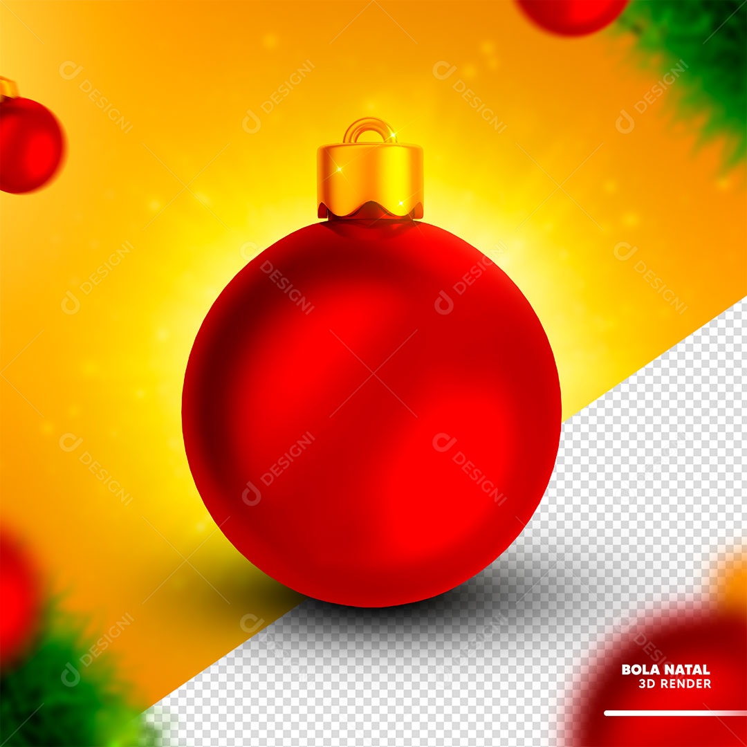 Bola de Natal Vermelha Elemento 3D para Composição PSD