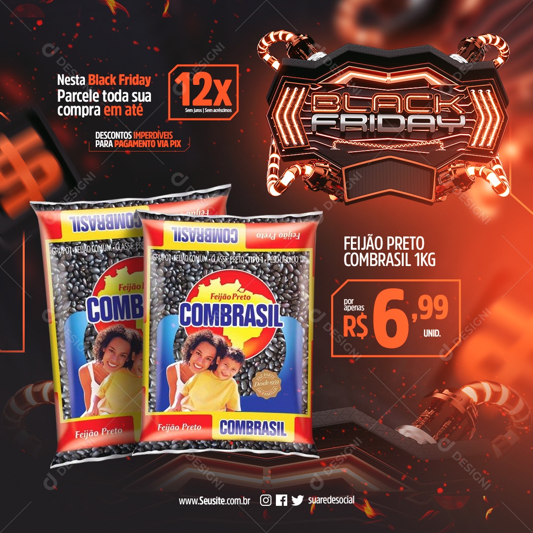 Black Friday Descontos Imperdíveis Supermercado Social Media PSD Editável