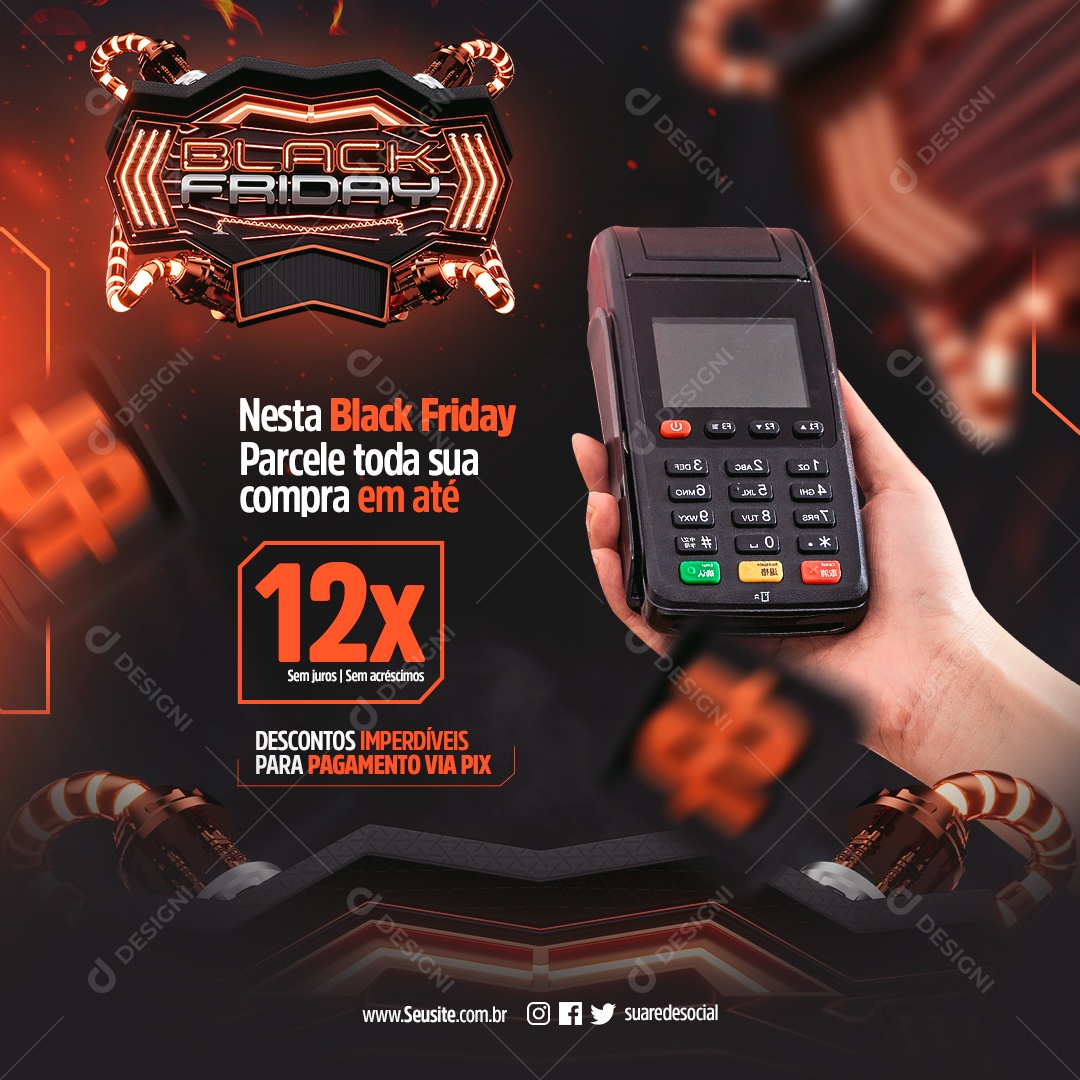 Social Media Nesta Black Friday Parcele Toda Sua Compra PSD Editável