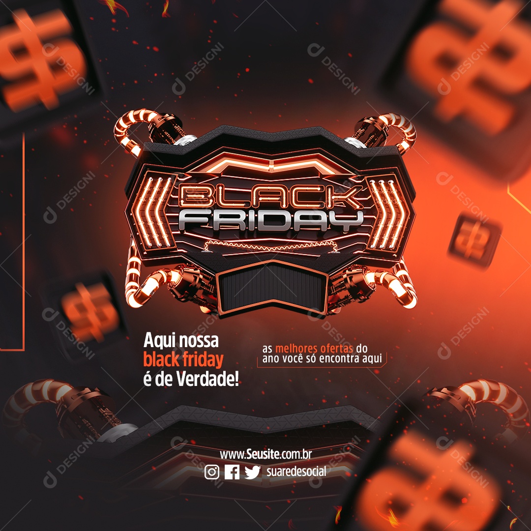 Social Media Flyer Feed Black Friday Melhores Ofertas PSD Editável