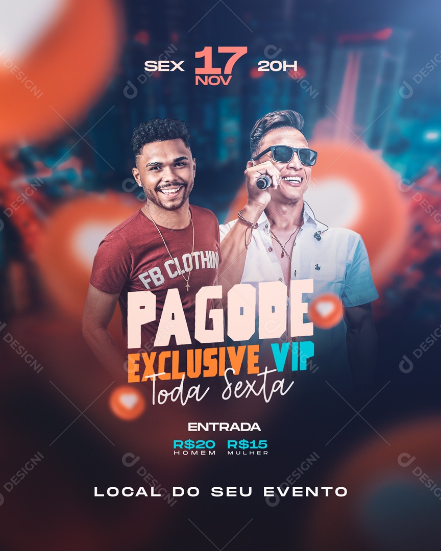 Social Media Flyer Feed Pagode Exclusive Vip PSD Editável