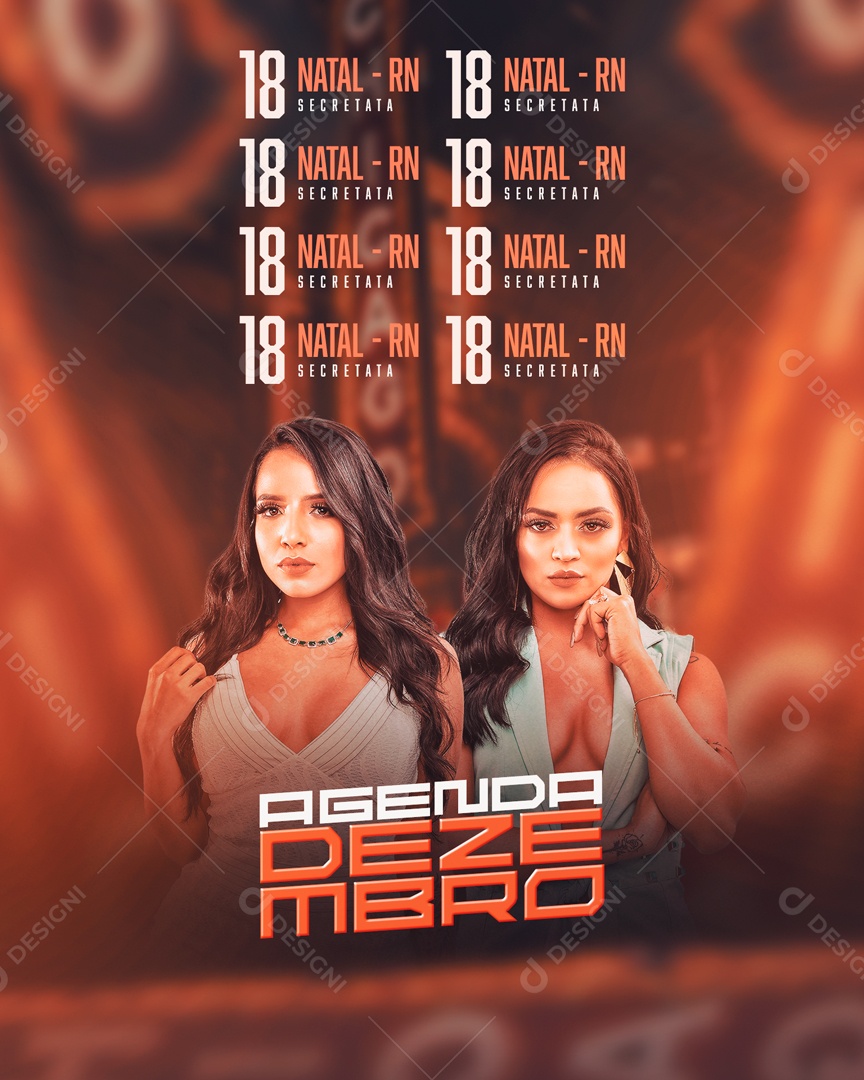 Social Media Feed Flyer Agenda Dezembro PSD Editável