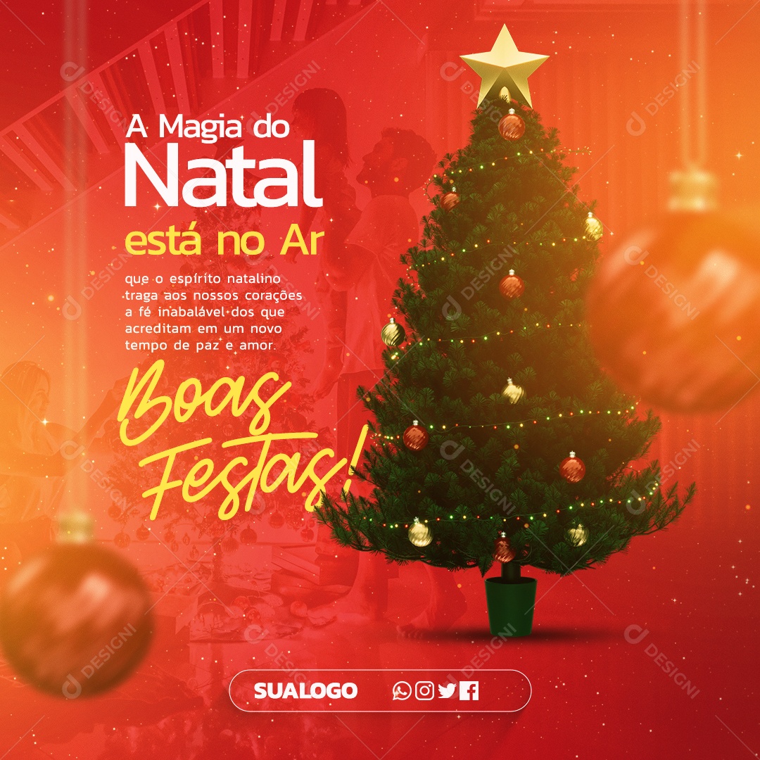 Social Media a Magia Do Natal Está No Ar Boas Festas PSD Editável