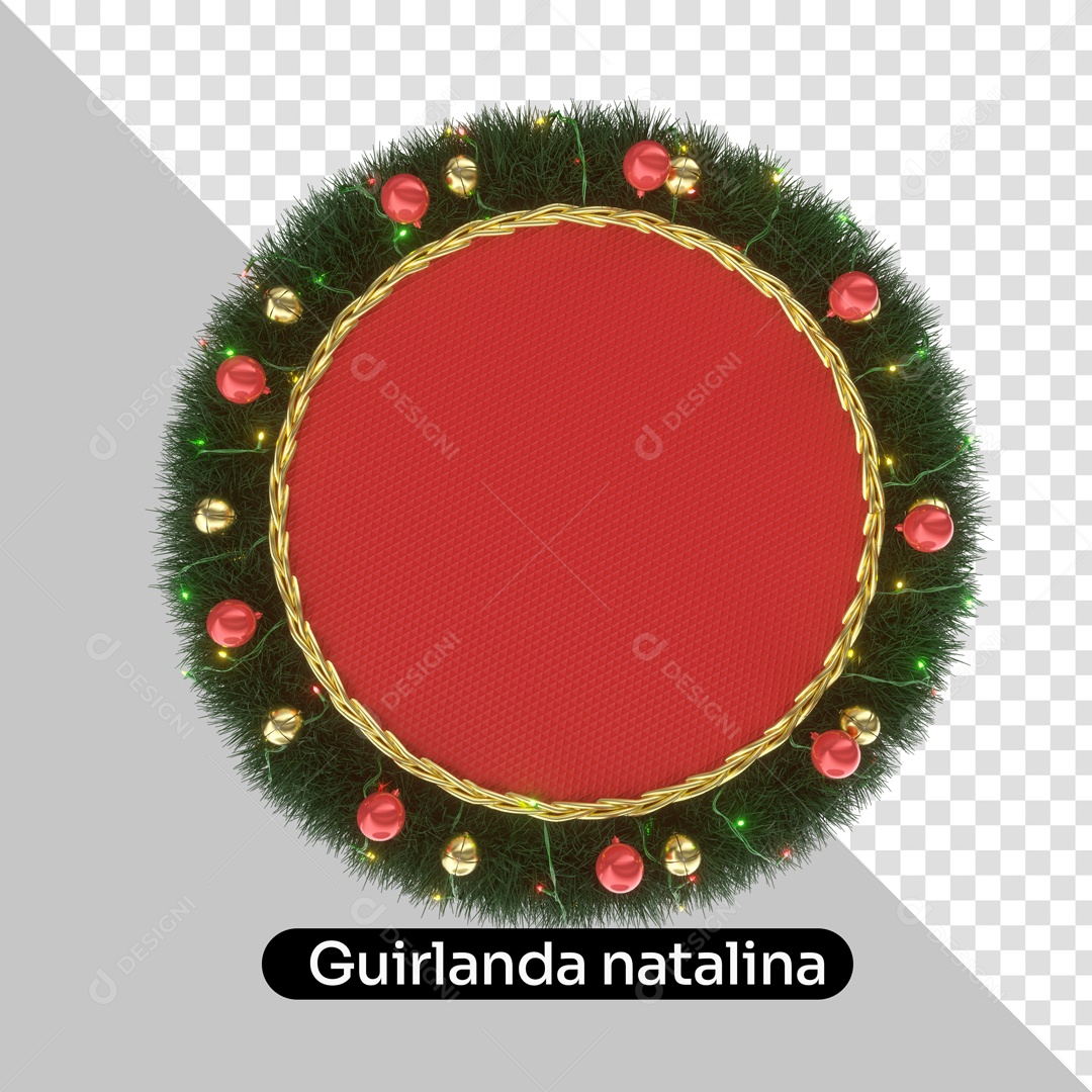 Elemento 3D Guirlanda Natalina Para Composição PSD