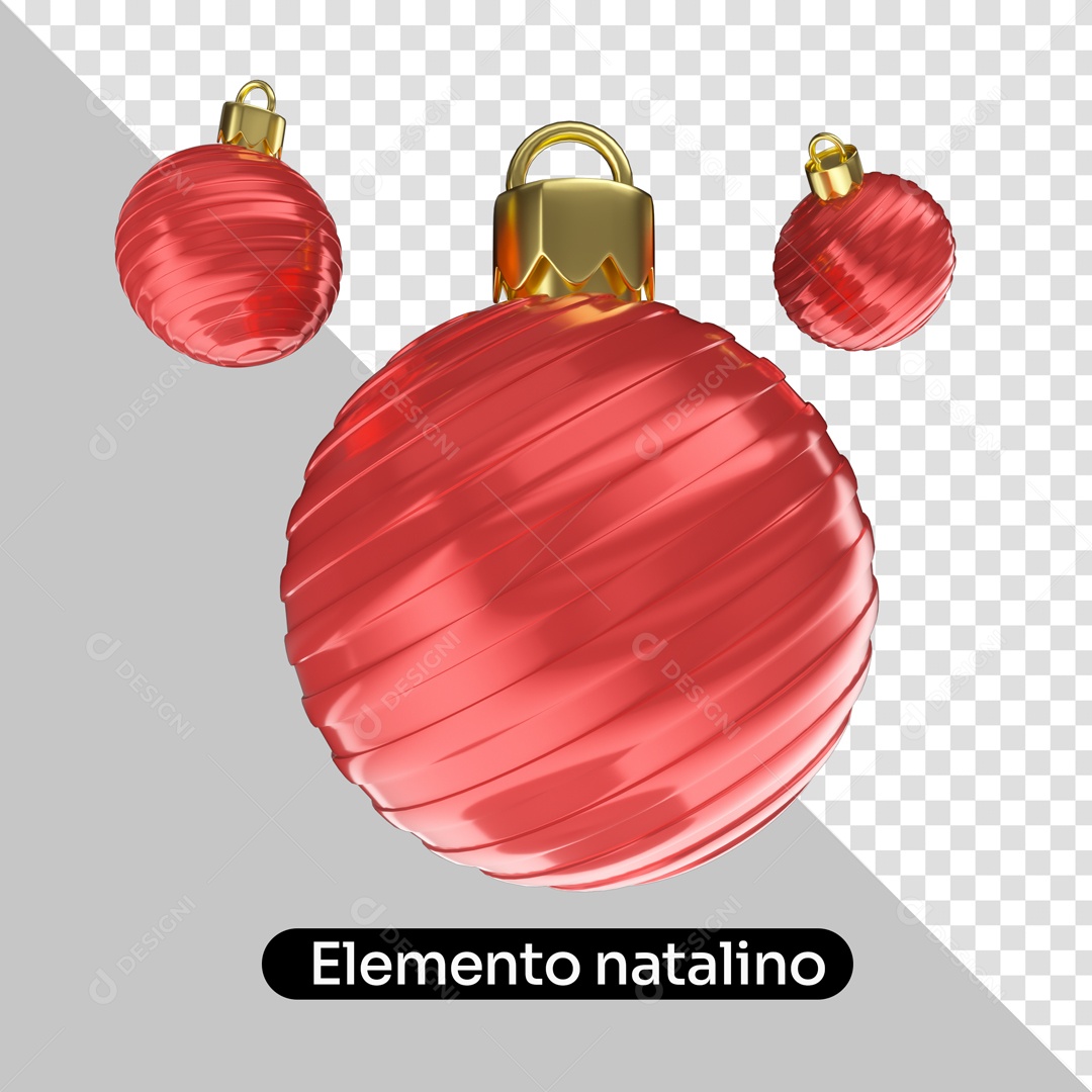 Elemento 3D Bola Vermelha De Enfeite Natal Para Composição PSD