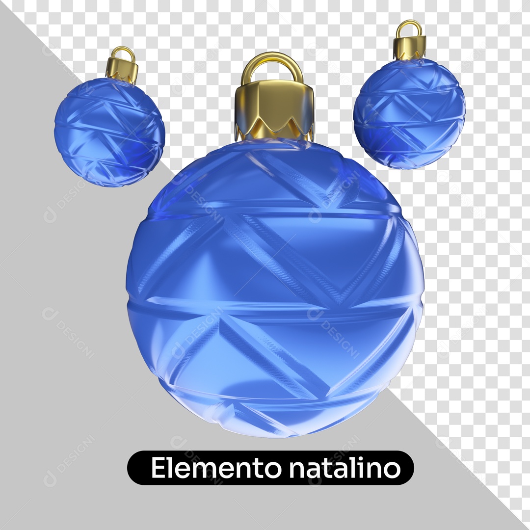 Elemento 3D Bola Azul De Enfeite Natal Para Composição PSD