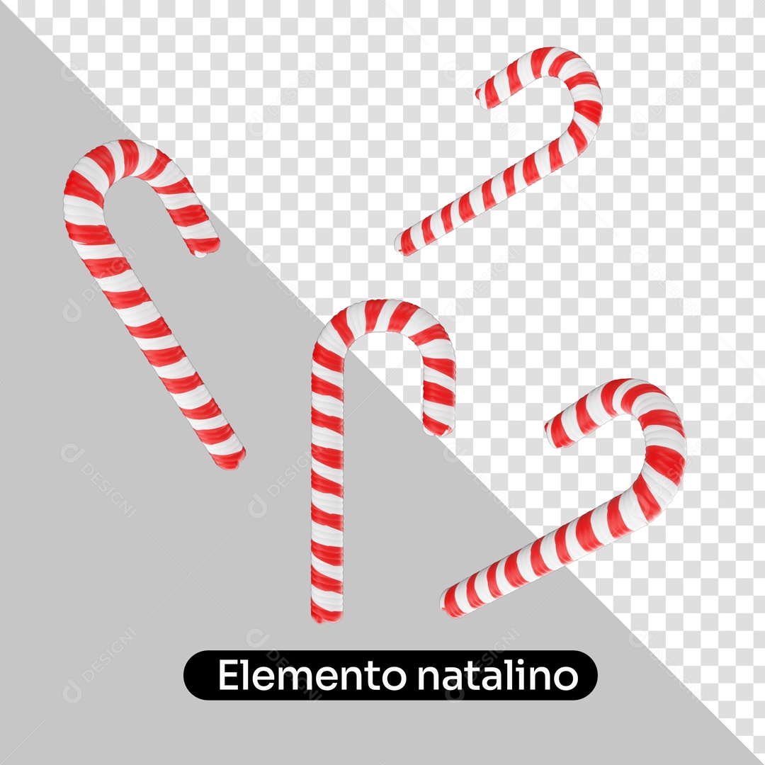 Elemento 3D Canudo Natalino Para Composição PSD